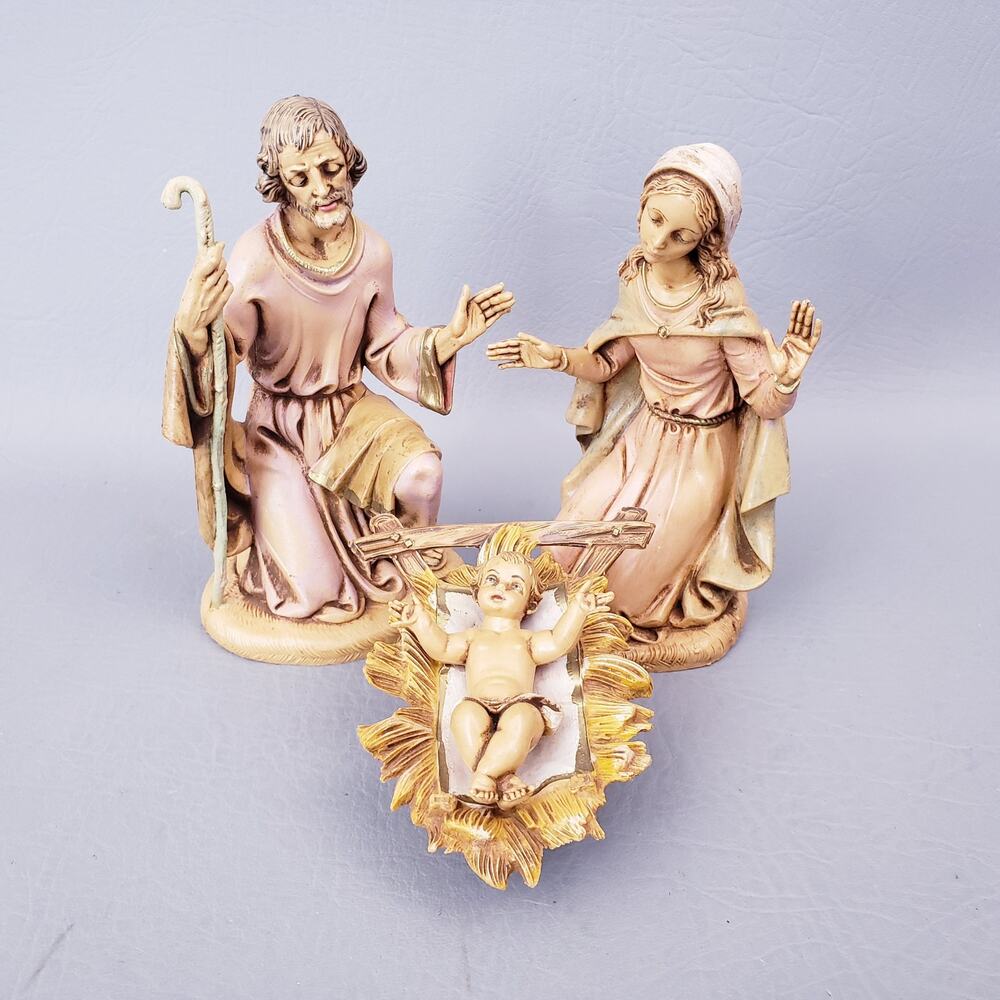 Fontanini 3pc Nativity Holy Family Mary Joseph Baby Jesus Depose Italy 7" Scale